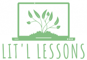 Lit'l Lesson Logo. A plant growing on a laptop.
